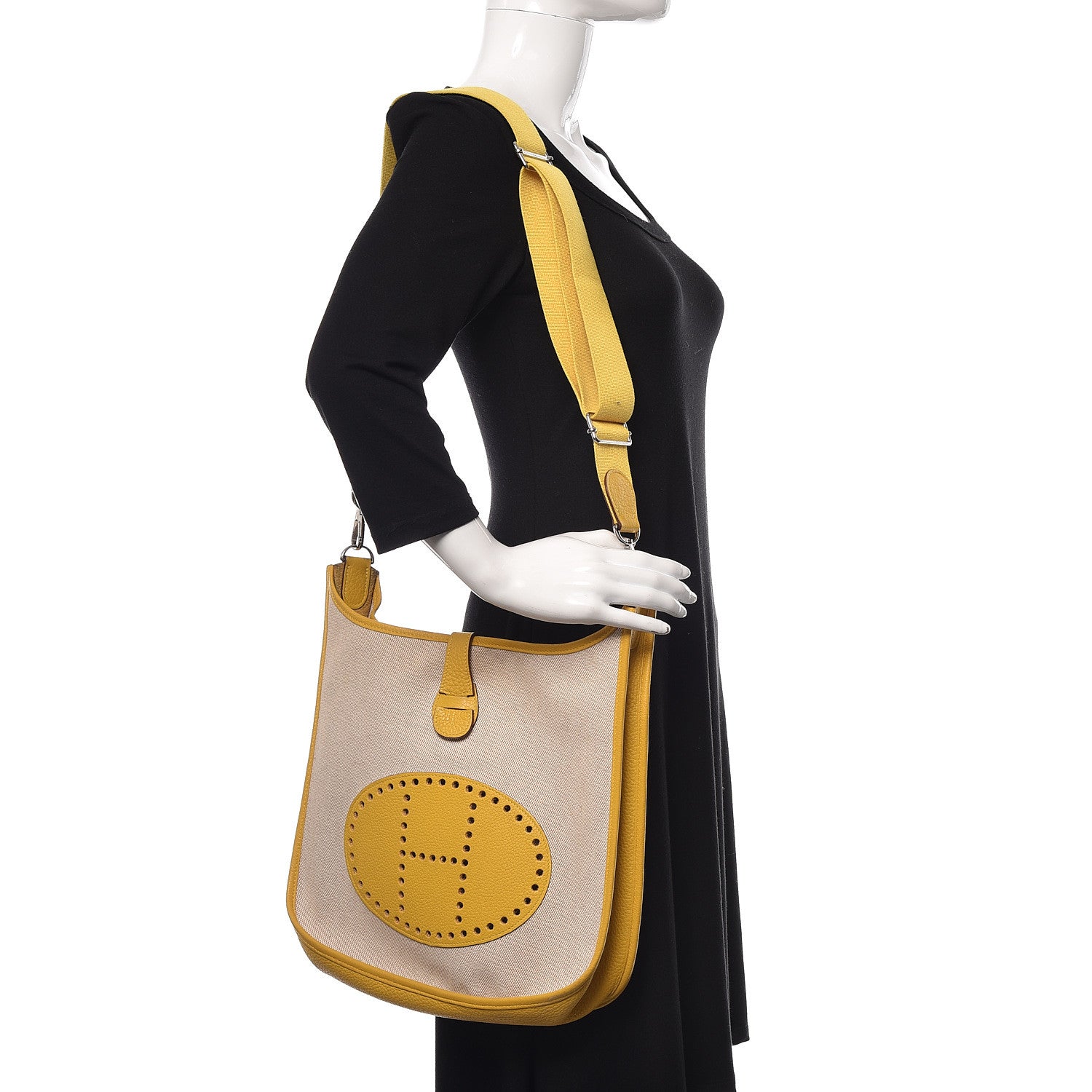 Hermes Toile Taurillon Clemence Evelyne III GM Jaune 2 of 9