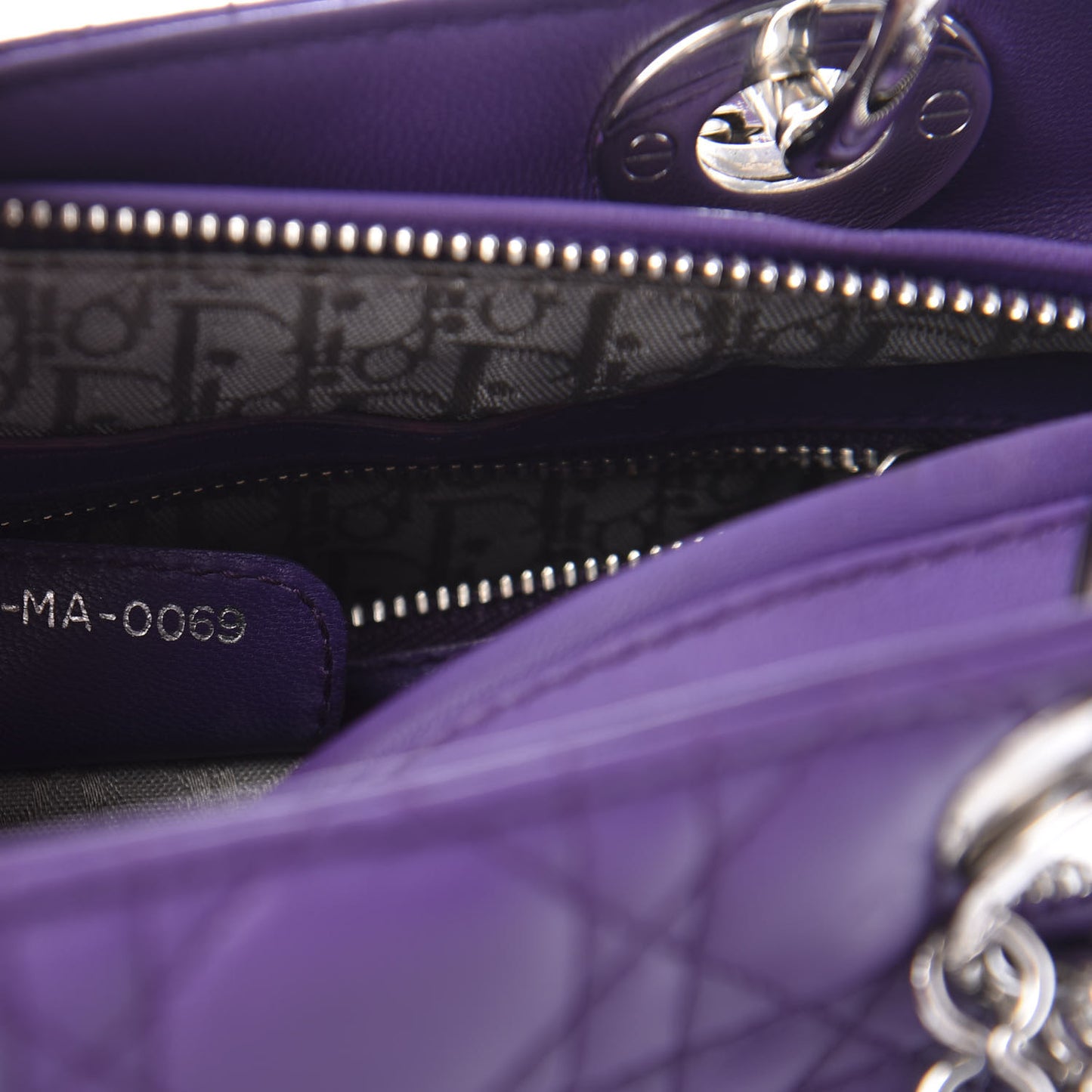 Lambskin Cannage Medium Lady Dior Purple