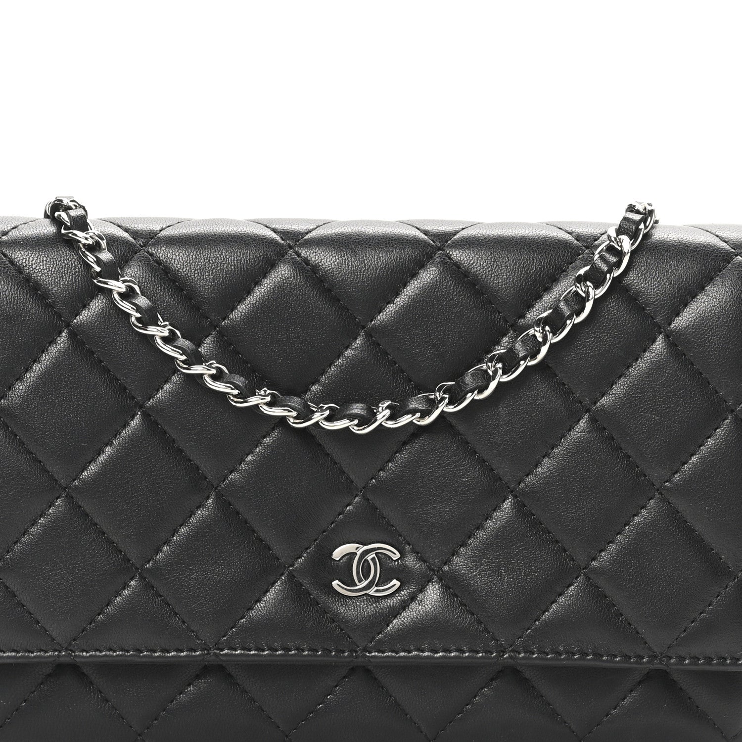 Chanel Lambskin Quilted Wallet On Chain WOC Black 8 of 11