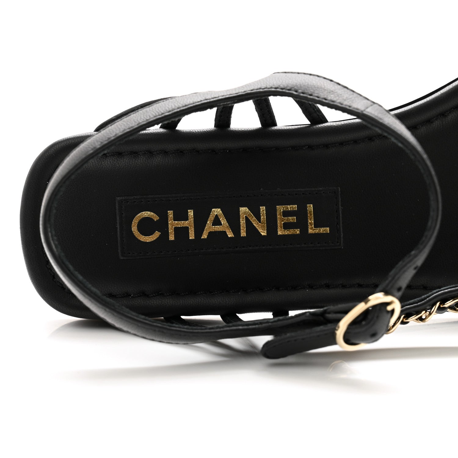 Chanel Lambskin Chain Sandals 39.5 Black 6 of 11