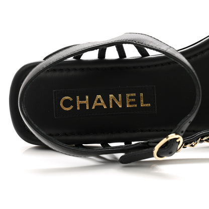 Chanel Lambskin Chain Sandals 39.5 Black 6 of 11