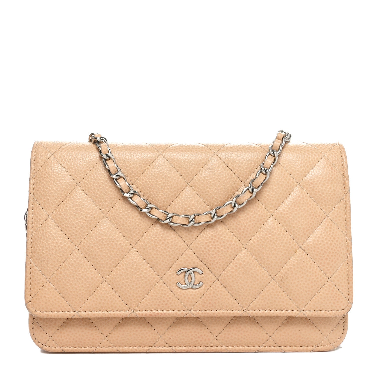 Chanel Caviar Quilted Wallet on Chain WOC Beige 1 of 12