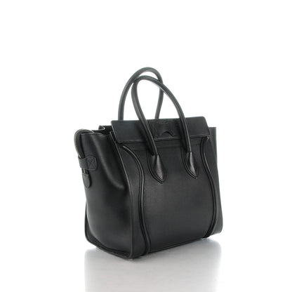 Celine Drummed Calfskin Mini Luggage Black 3 of 8