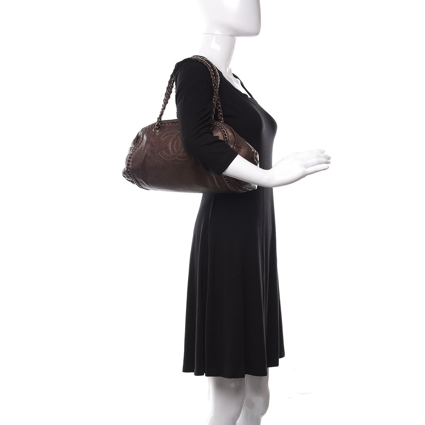 Goatskin Medium Luxe Ligne Bowler Brown