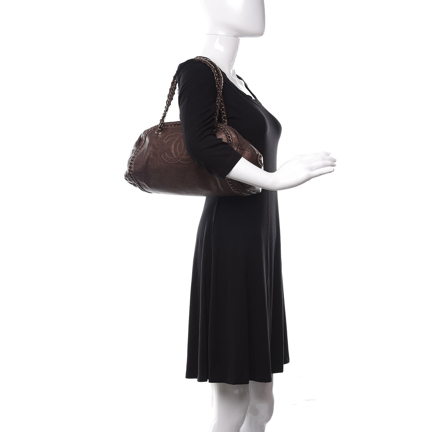Chanel Goatskin Medium Luxe Ligne Bowler Brown 2 of 12