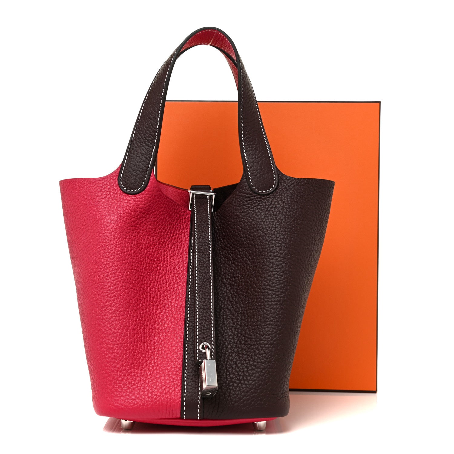 Hermes Taurillon Clemence Casaque Picotin Lock 18 PM Rouge Sellier Framboise 10 of 10