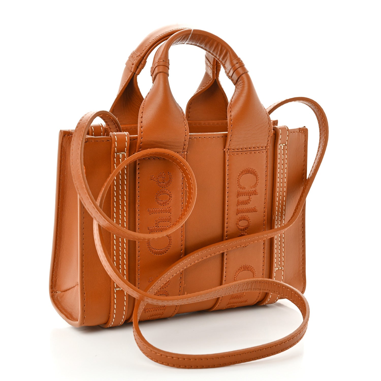 Chloe Calfskin Mini Woody Ribbon Tote Caramel 6 of 17
