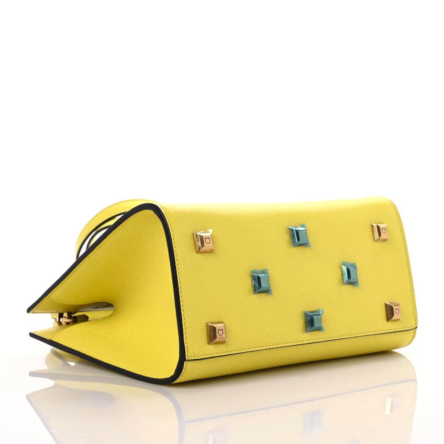 Hammered Calfskin The Studio Box Bag Yellow