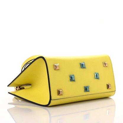 Salvatore Ferragamo Hammered Calfskin The Studio Box Bag Yellow 3 of 8