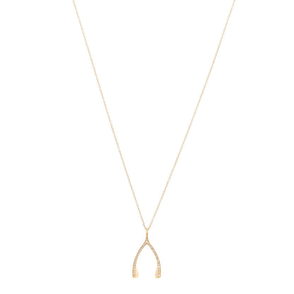 Jennifer Meyer 18K Yellow Gold Diamond Wishbone Pendant Necklace 1 of 5