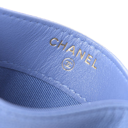 Chanel Caviar Chevron Quilted Card Holder Blue 6 of 9
