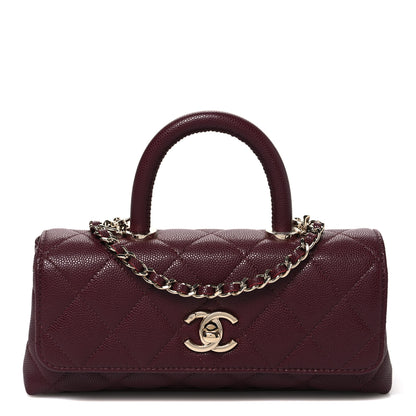 Chanel Caviar Quilted Coco Handle East West Clutch With Chain Bordeaux 1 of 10