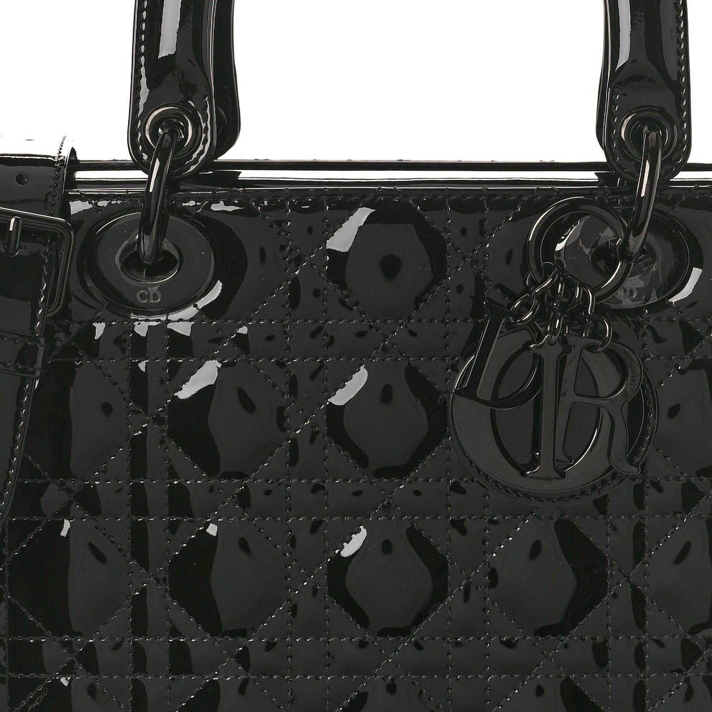 Ultraglossy Patent Cannage Medium Lady Dior Black