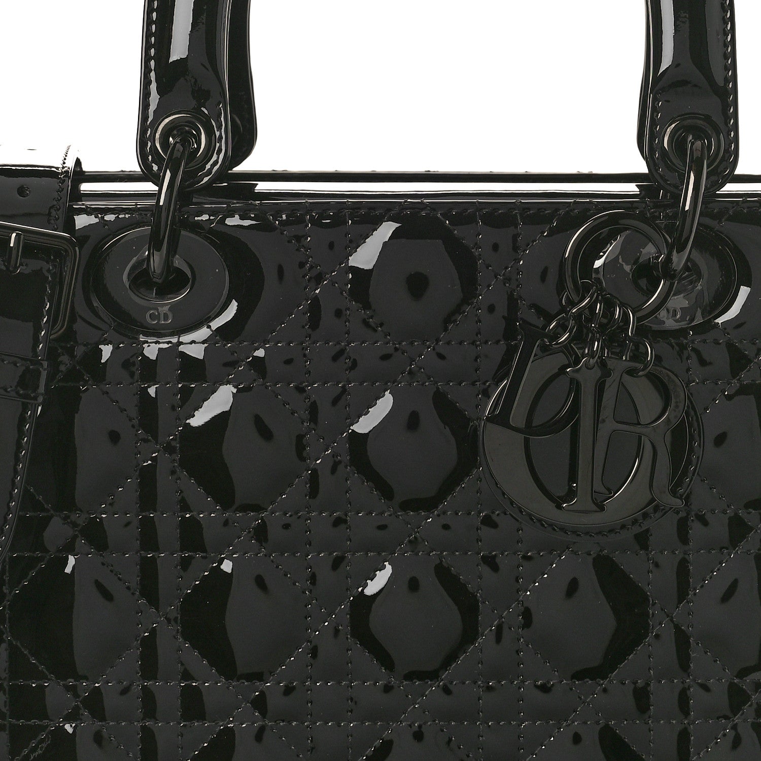 Christian Dior Ultraglossy Patent Cannage Medium Lady Dior Black 7 of 9