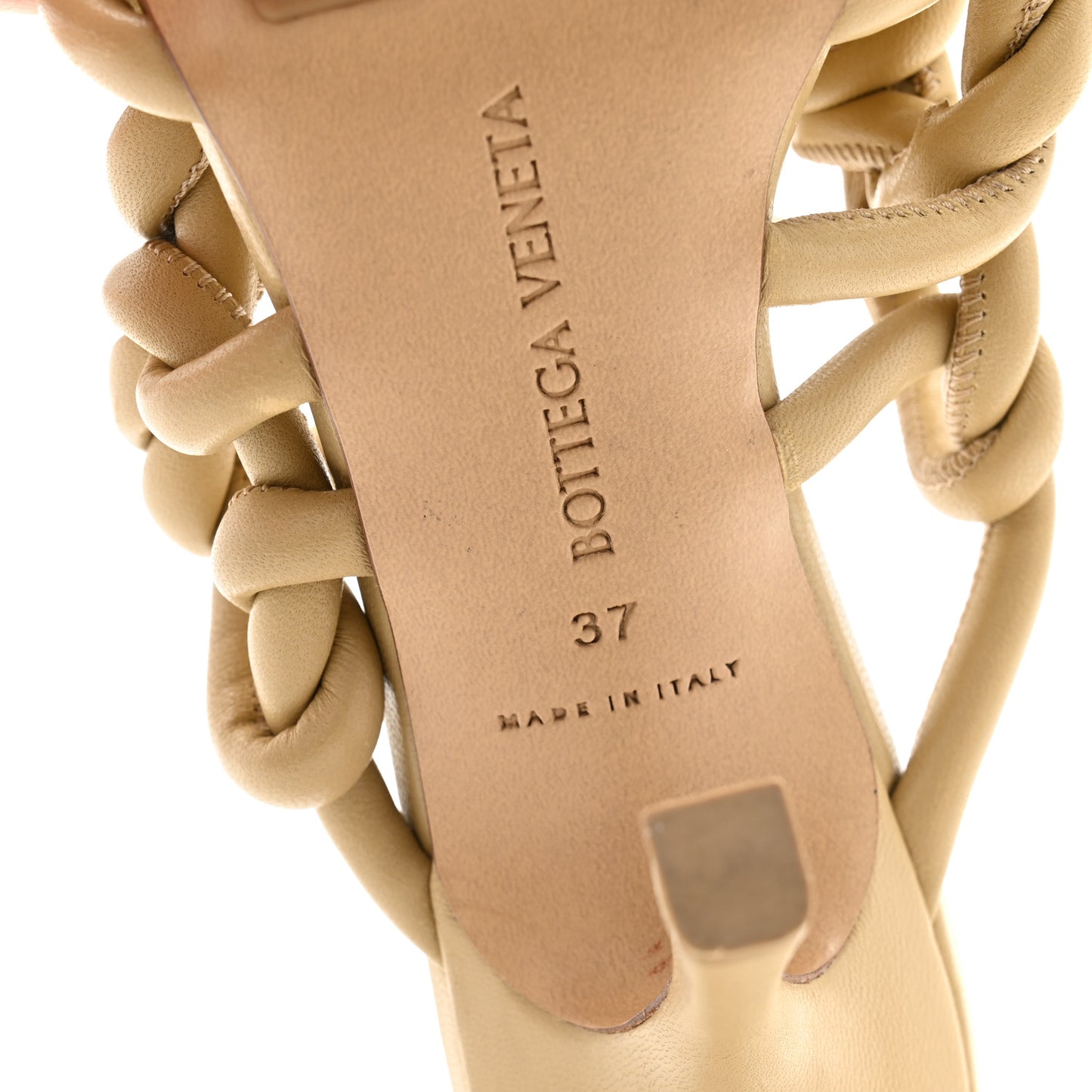 Nappa Braided Stretch Mule Sandals 37 Cane Sugar