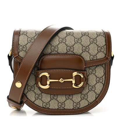 Gucci GG Supreme Monogram Mini Horsebit 1955 Rounded Shoulder Bag Beige Brown Sugar 1 of 9