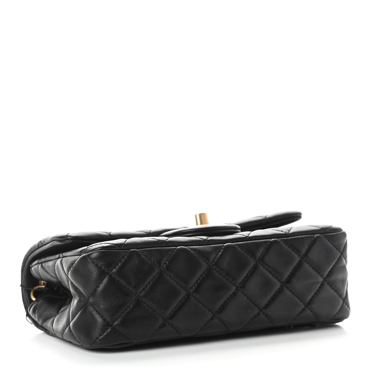 Lambskin Quilted Mini Rectangular Pearl Crush Flap Black