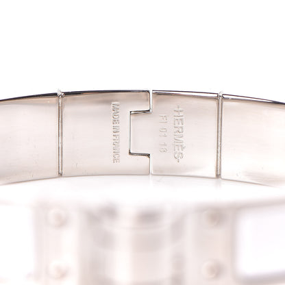 Hermes Enamel Charniere Uni Narrow Hinged Bracelet S White 4 of 5