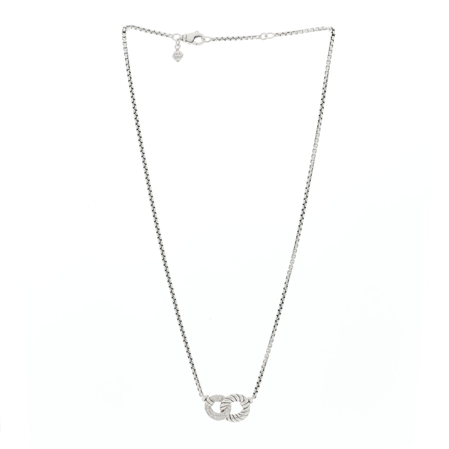 Sterling Silver Diamond Belmont Curb Link Pendant Necklace