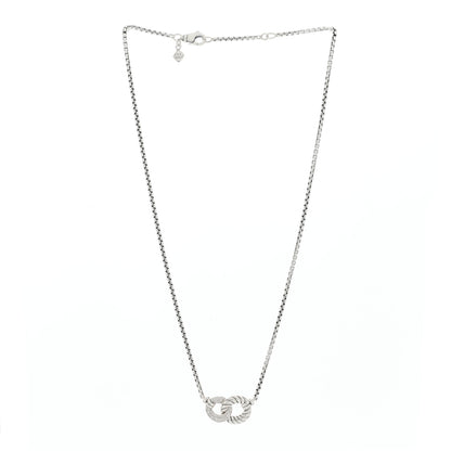 David Yurman Sterling Silver Diamond Belmont Curb Link Pendant Necklace 2 of 4