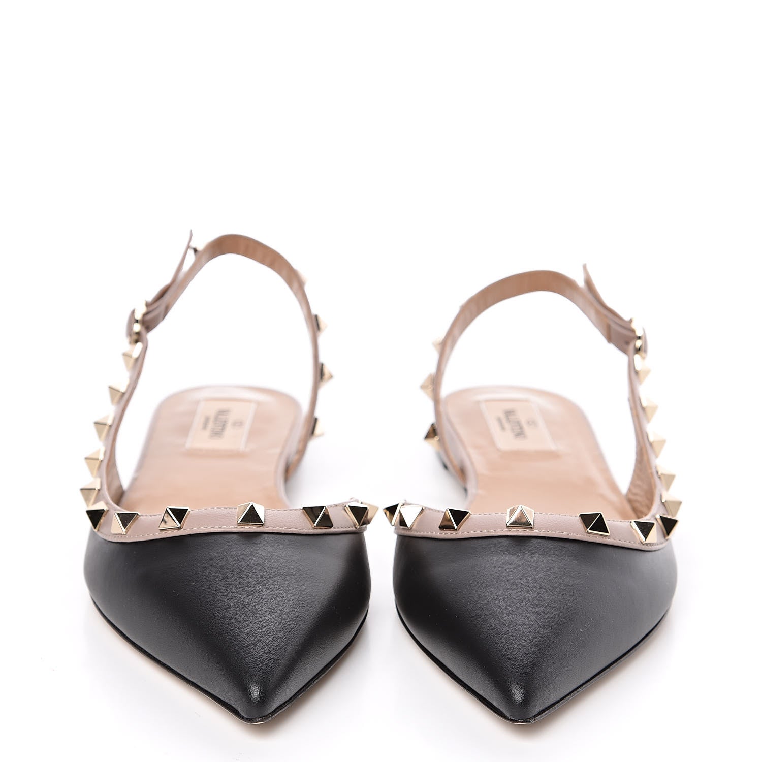 Valentino Garavani Nappa Rockstud Slingback Flats 38.5 Black Poudre 2 of 9