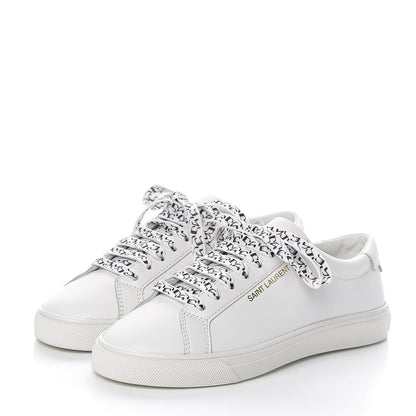 Saint Laurent Calfskin Womens Andy Low Top Music Sneakers 34 White 3 of 9