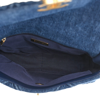 Chanel Denim Quilted Large Chanel 19 Flap Blue 5 of 10