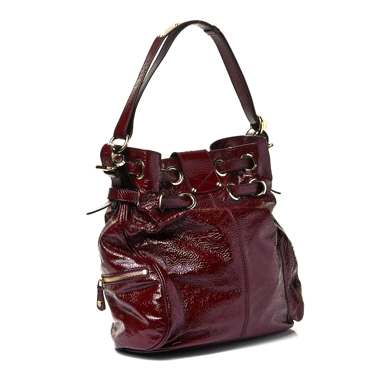 Jimmy Choo Crushed Patent Ramona Bucket Burgundy 2 of 10