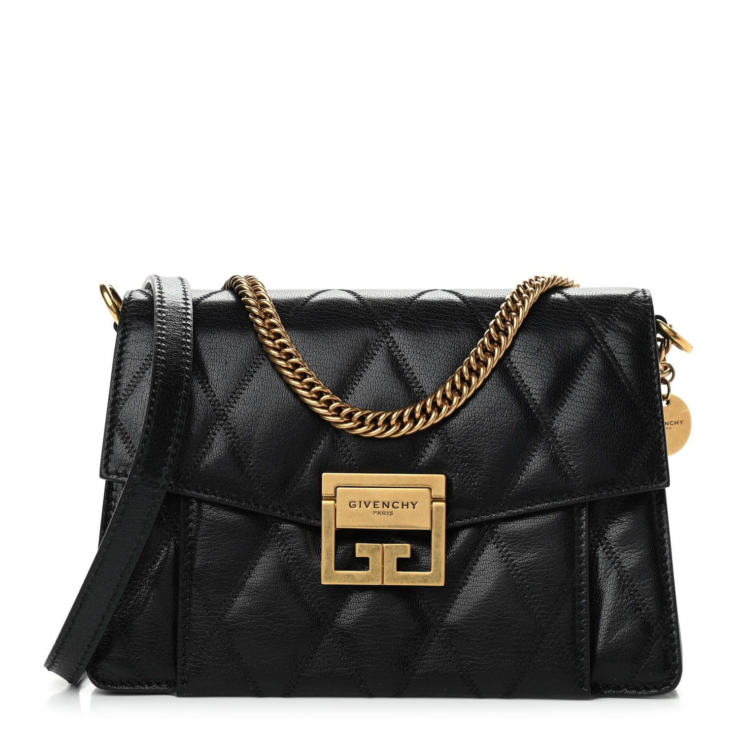 Givenchy Goatskin Quilted Small GV3 Shoulder Bag Black 1 of 9