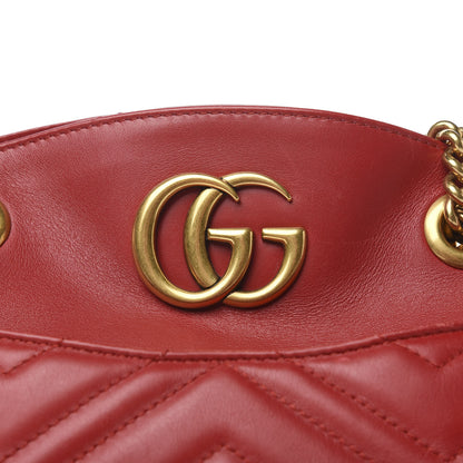 Gucci Calfskin Matelasse Medium GG Marmont Open Top Shoulder Bag Hibiscus Red 10 of 10