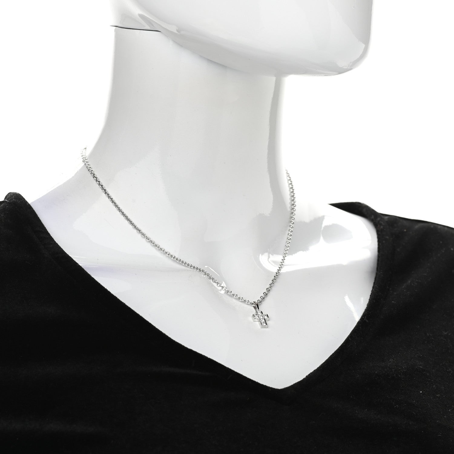 Cartier Platinum Diamond Cross Pendant Necklace 2 of 6