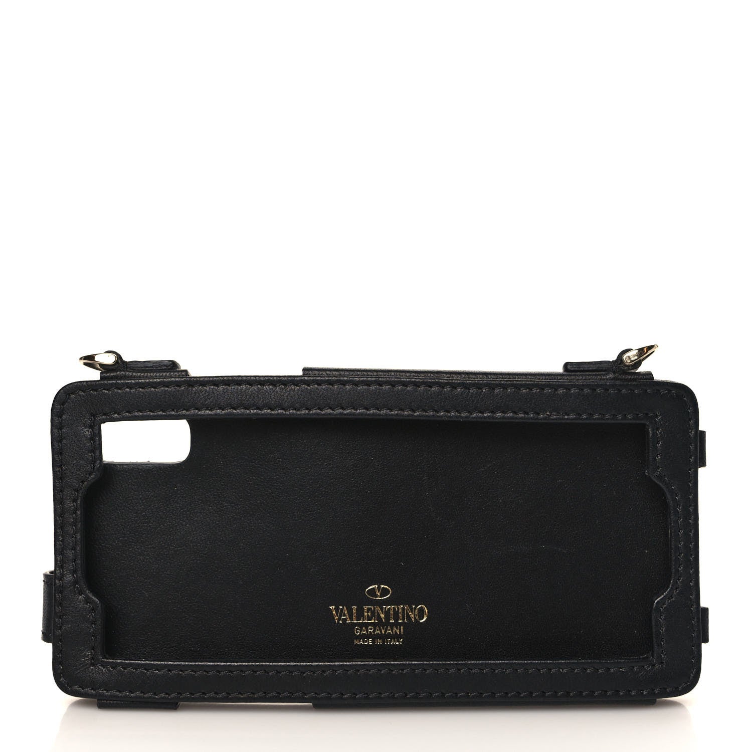 Valentino Garavani Calfskin Rockstud Spike iPhone X Phone Case With Chain Black 3 of 5