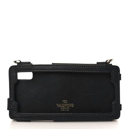 Valentino Garavani Calfskin Rockstud Spike iPhone X Phone Case With Chain Black 3 of 5