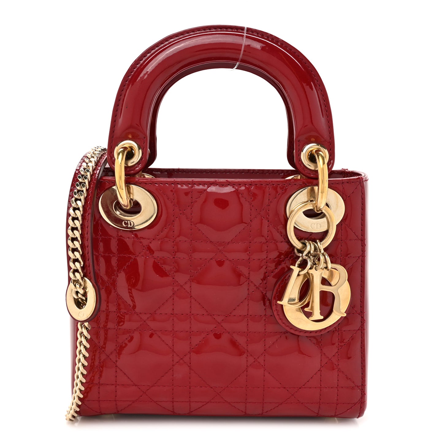 Patent Cannage Mini Lady Dior Red