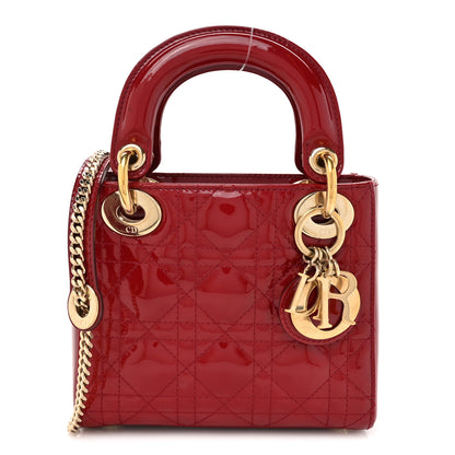 Christian Dior Patent Cannage Mini Lady Dior Red 1 of 12