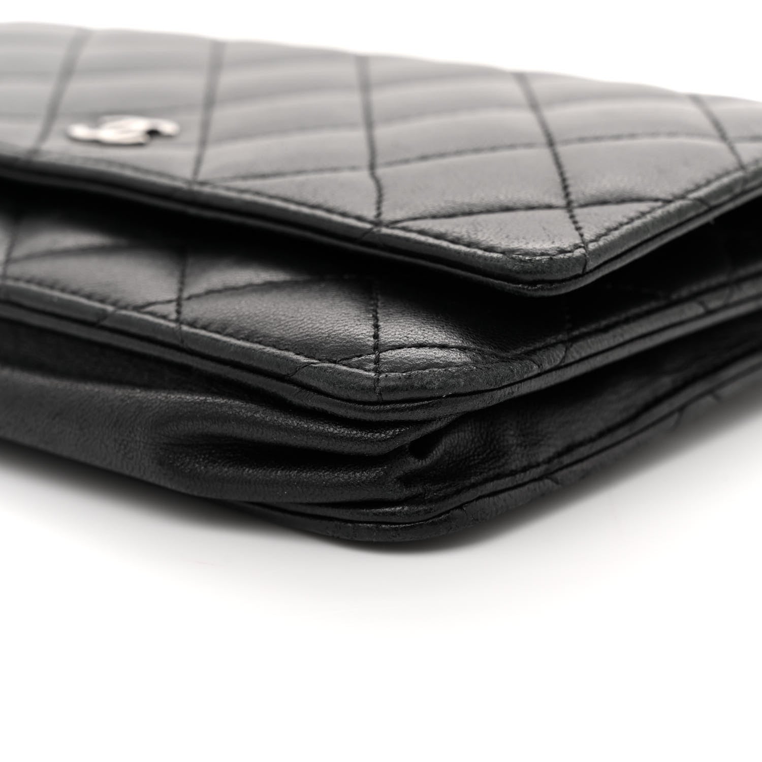 Chanel Lambskin Quilted Wallet On Chain WOC Black 10 of 12