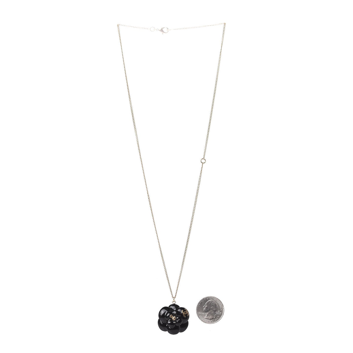 Enamel CC Camellia Necklace Gold Black