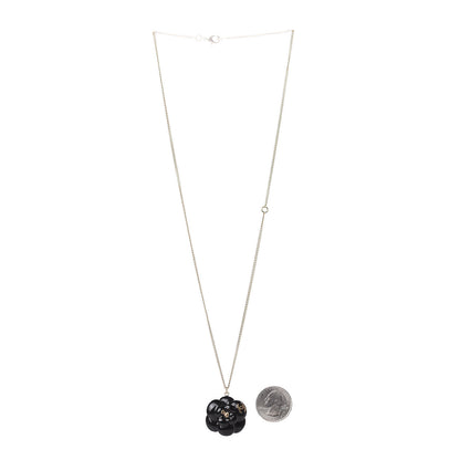 Chanel Enamel CC Camellia Necklace Gold Black 3 of 5