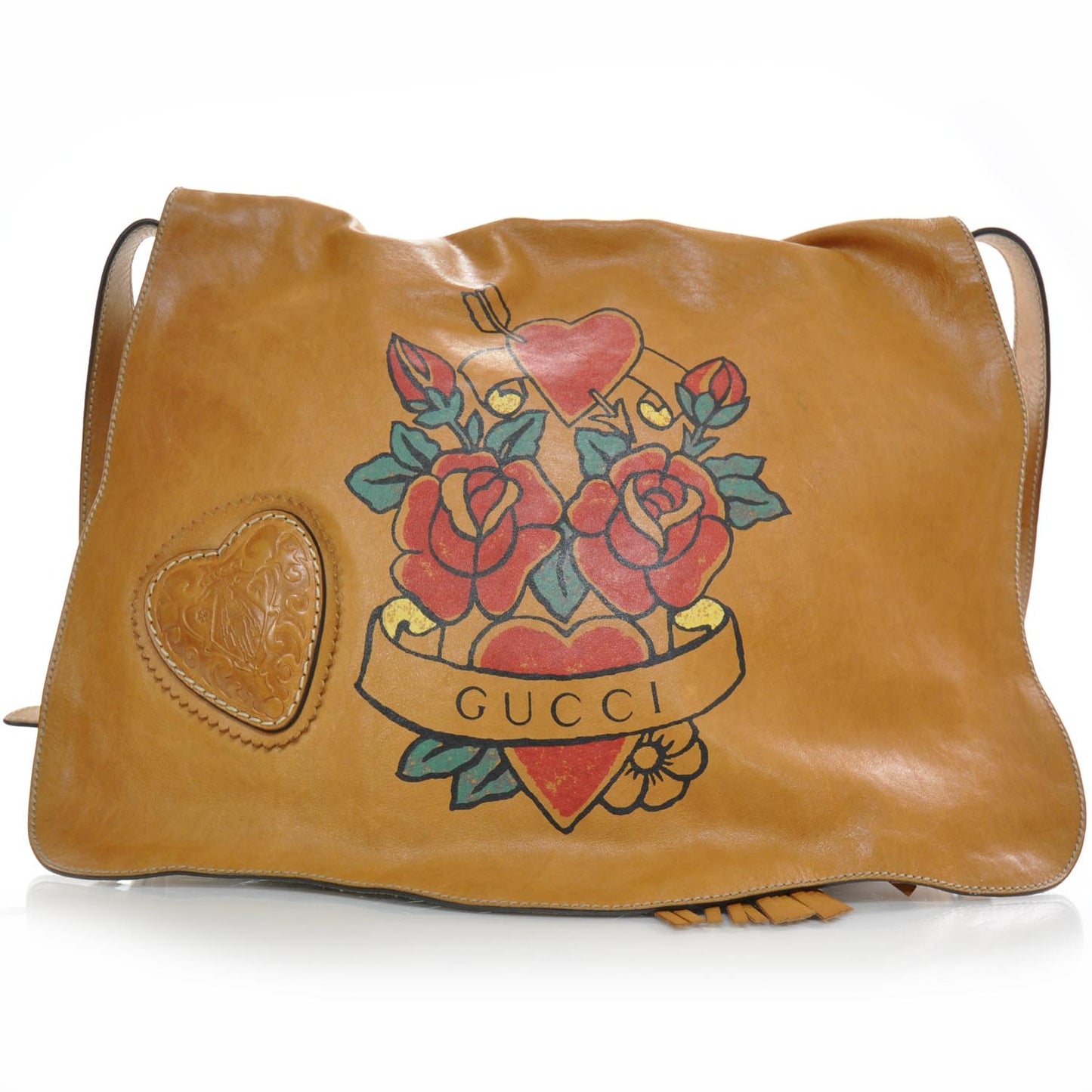 Calfskin Tattoo Heart Tribeca Messenger Bag Tan