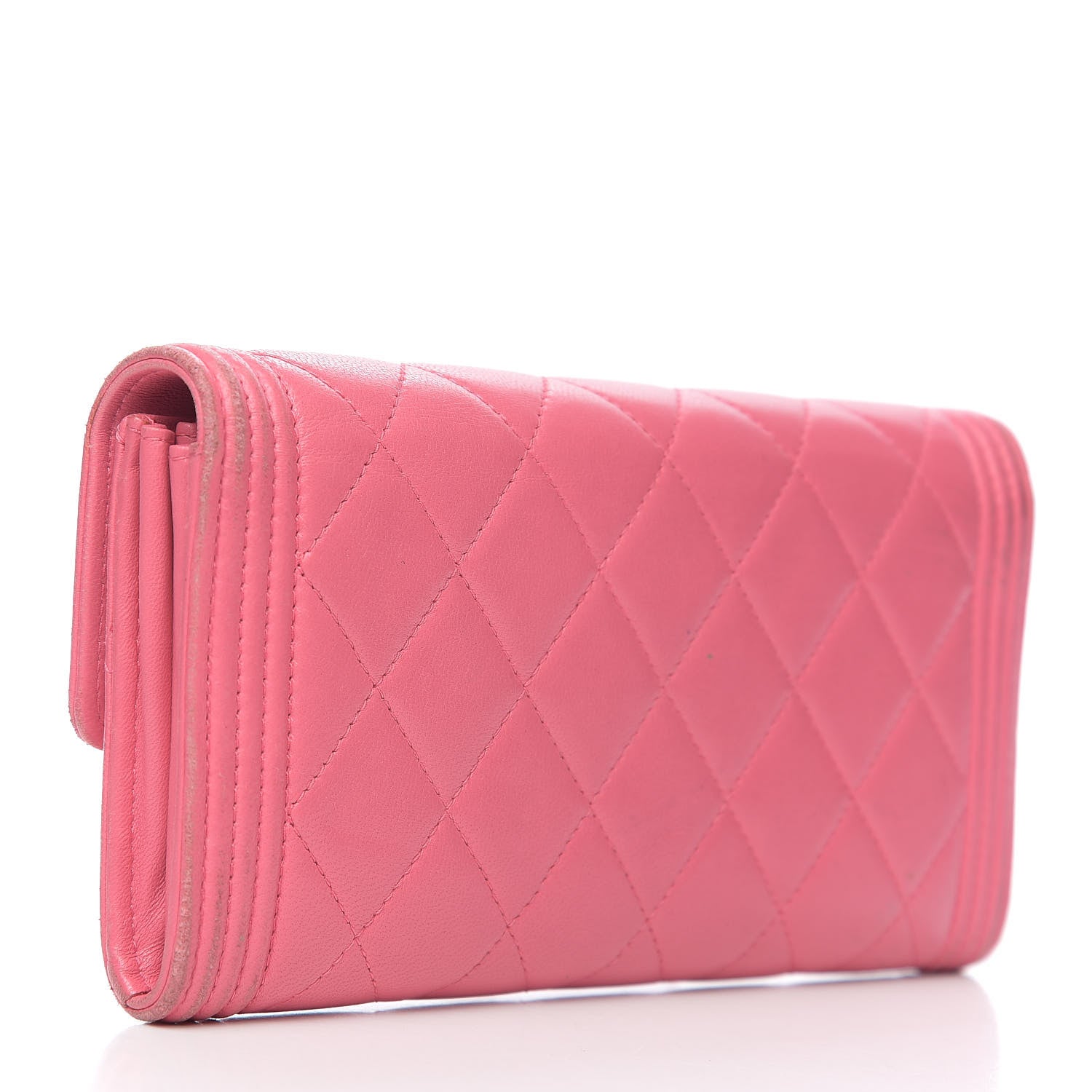 Chanel Lambskin Quilted Boy Flap Wallet Pink 2 of 12