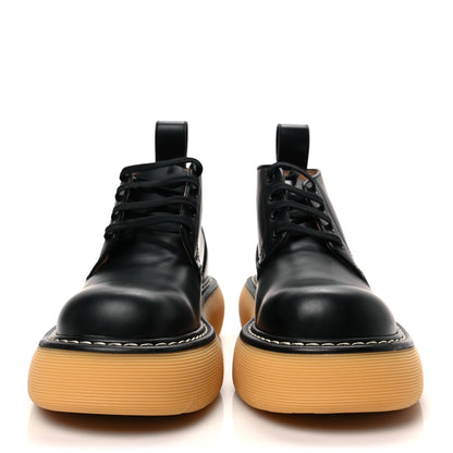Bottega Veneta Calfskin Mens The Swell Lace Up Ankle Boots 40 Black Natural Rubber 2 of 8