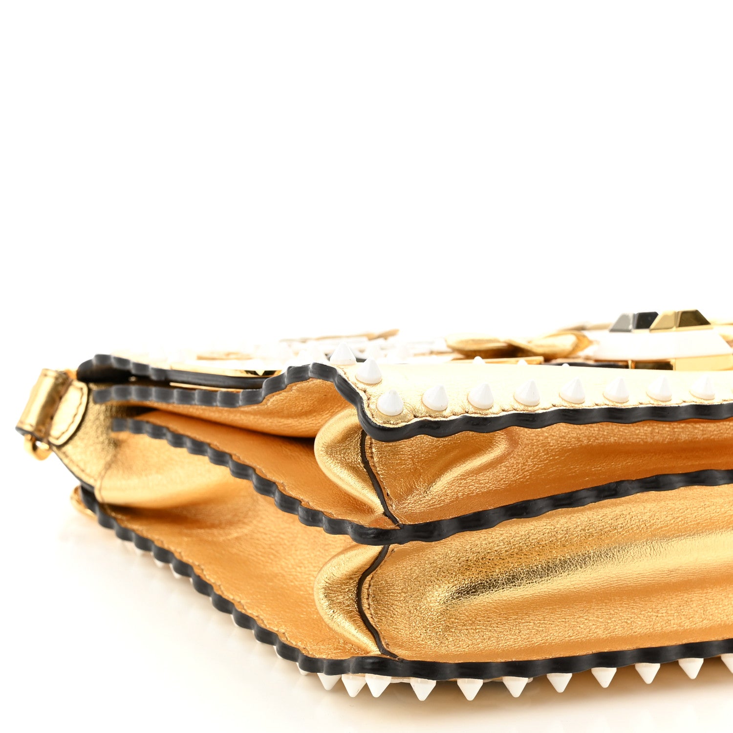 Fendi Metallic Calfskin Wonder Monster Kan I Shoulder Bag Gold 9 of 10