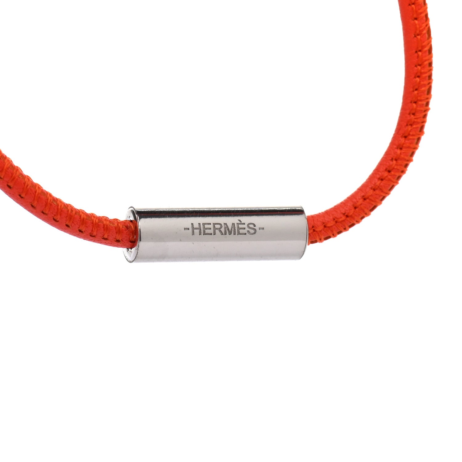 Hermes Lizard Palladium Permabrass Curiosite Pendant Necklace Orange 9 of 9