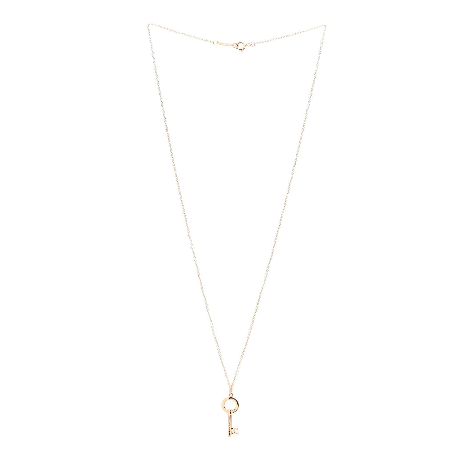 Tiffany 18K Rose Gold Mini Key Pendant Necklace 3 of 5
