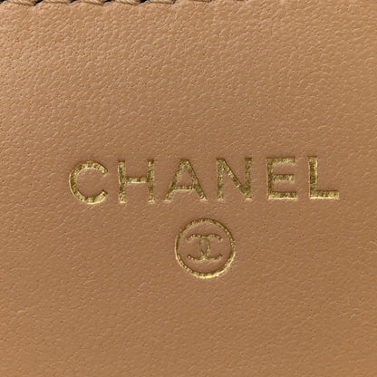 Chanel Lambskin Quilted Phone Holder Wallet on Removable Chain Beige 7 of 14