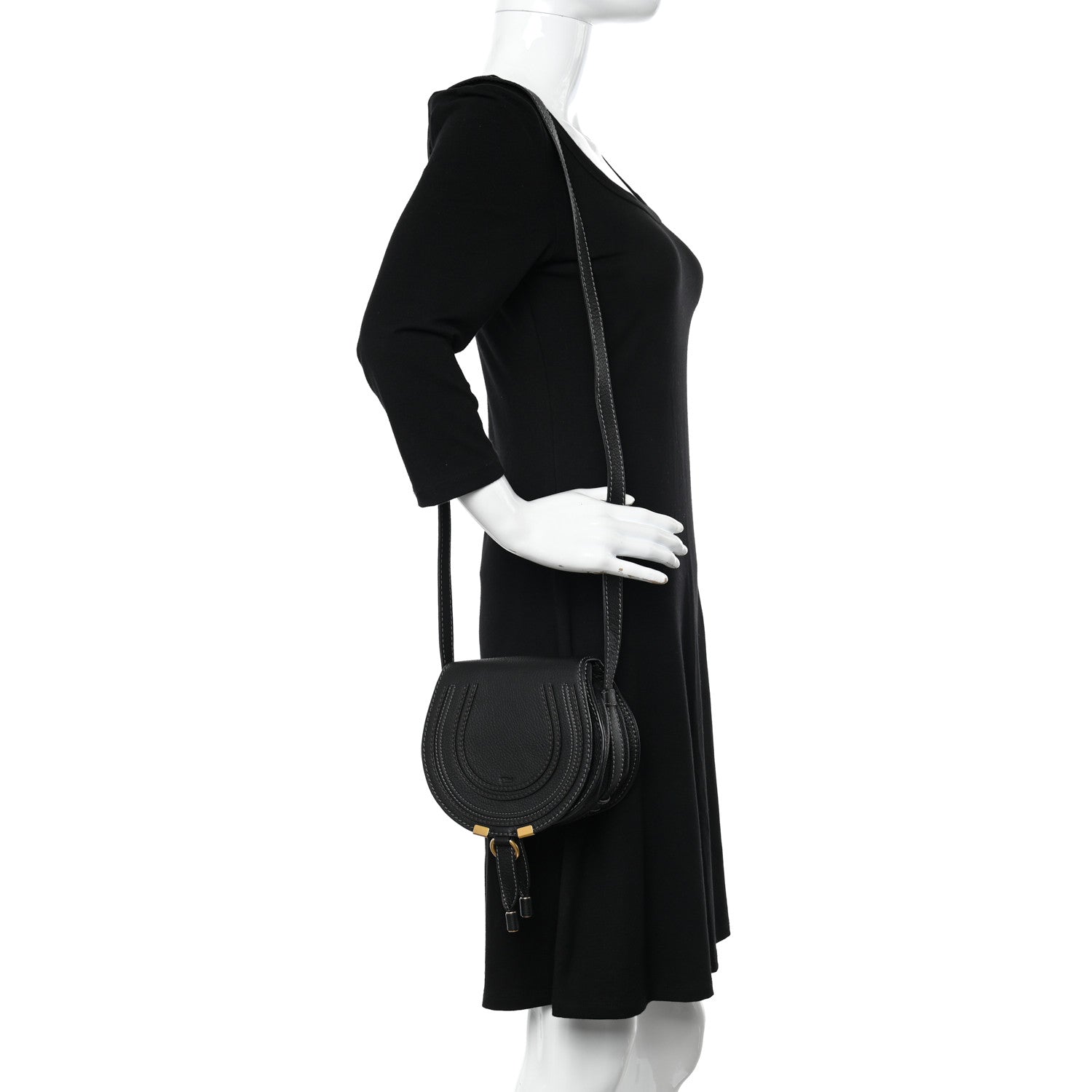 Chloe Calfskin Mini Marcie Round Crossbody Bag Black 2 of 10