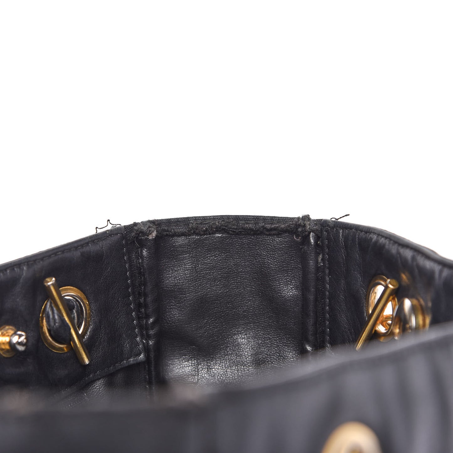 Lambskin Coated Canvas Shopping Tote Black