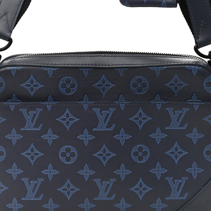 Louis Vuitton Calfskin Monogram Shadow Duo Messenger Navy Blue 7 of 10