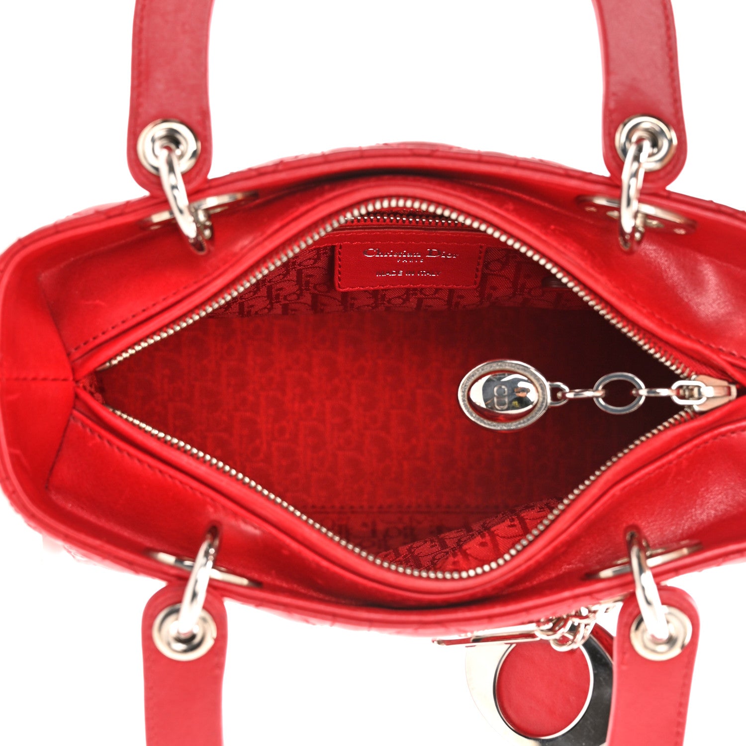 Christian Dior Lambskin Cannage Medium Lady Dior Red 4 of 11
