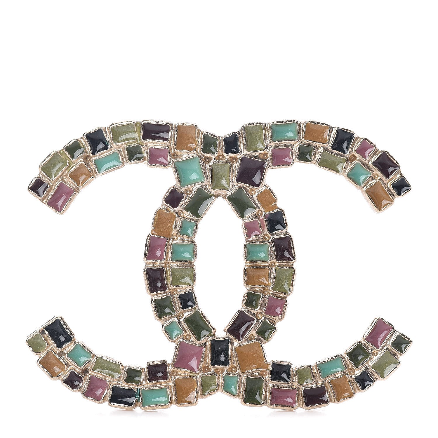 Chanel Enamel CC Brooch Gold Multicolor 1 of 4